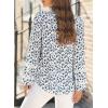 imageAstylish Womens Floral Printed Mock Neck Shirt Button Down Eyelet Blouse TopsBlue
