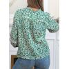 imageAstylish Womens Floral Printed Mock Neck Shirt Button Down Eyelet Blouse TopsFloral Green