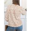 imageAstylish Womens Floral Printed Mock Neck Shirt Button Down Eyelet Blouse TopsFloral Khaki