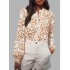 imageAstylish Womens Floral Printed Mock Neck Shirt Button Down Eyelet Blouse TopsFloral Khaki