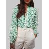 imageAstylish Womens Floral Printed Mock Neck Shirt Button Down Eyelet Blouse TopsGreen
