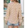 imageAstylish Womens Floral Printed Mock Neck Shirt Button Down Eyelet Blouse TopsKhaki