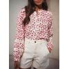 imageAstylish Womens Floral Printed Mock Neck Shirt Button Down Eyelet Blouse TopsRed