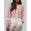 imageAstylish Womens Floral Printed Mock Neck Shirt Button Down Eyelet Blouse TopsRed