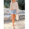 imageAstylish Womens Floral Printed Mock Neck Shirt Button Down Eyelet Blouse TopsYellow