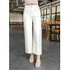 imageAstylish Womens Jeans Wide Leg High Waisted Stretchy Straight Leg Jeans Trendy Ankle Denim Pants with Patch PocketWhite
