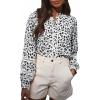 imageAstylish Womens Floral Printed Mock Neck Shirt Button Down Eyelet Blouse TopsBlack