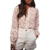 imageAstylish Womens Floral Printed Mock Neck Shirt Button Down Eyelet Blouse TopsYellow