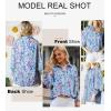 imageAstylish Women 2025 Loose VNeck Shirts Paisley Print Lantern Sleeve Blouse Boho TopsA Blue