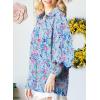 imageAstylish Women 2025 Loose VNeck Shirts Paisley Print Lantern Sleeve Blouse Boho TopsA Blue