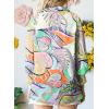 imageAstylish Women 2025 Loose VNeck Shirts Paisley Print Lantern Sleeve Blouse Boho TopsGreen