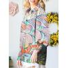 imageAstylish Women 2025 Loose VNeck Shirts Paisley Print Lantern Sleeve Blouse Boho TopsGreen