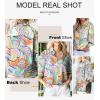 imageAstylish Women 2025 Loose VNeck Shirts Paisley Print Lantern Sleeve Blouse Boho TopsGreen