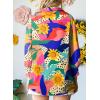 imageAstylish Women 2025 Loose VNeck Shirts Paisley Print Lantern Sleeve Blouse Boho TopsOrange