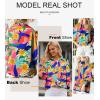 imageAstylish Women 2025 Loose VNeck Shirts Paisley Print Lantern Sleeve Blouse Boho TopsOrange