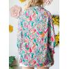imageAstylish Women 2025 Loose VNeck Shirts Paisley Print Lantern Sleeve Blouse Boho TopsRed