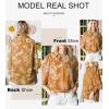 imageAstylish Women 2025 Loose VNeck Shirts Paisley Print Lantern Sleeve Blouse Boho TopsZa Apricot