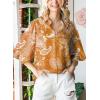 imageAstylish Women 2025 Loose VNeck Shirts Paisley Print Lantern Sleeve Blouse Boho TopsZa Apricot