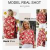 imageAstylish Women 2025 Loose VNeck Shirts Paisley Print Lantern Sleeve Blouse Boho TopsZa Floral Red