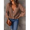 imageAstylish Women Long Sleeve Open Front Knit Button Down Cardigan SweatersC Khaki
