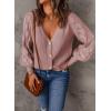 imageAstylish Women Long Sleeve Open Front Knit Button Down Cardigan SweatersD Pink