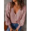 imageAstylish Women Long Sleeve Open Front Knit Button Down Cardigan SweatersD Pink