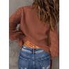 imageAstylish Women Long Sleeve Open Front Knit Button Down Cardigan SweatersE Brick Red