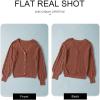 imageAstylish Women Long Sleeve Open Front Knit Button Down Cardigan SweatersE Brick Red