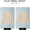 imageAstylish Women Long Sleeve Open Front Knit Button Down Cardigan SweatersF Apricot