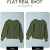 imageAstylish Women Long Sleeve Open Front Knit Button Down Cardigan SweatersF Dark Green