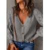 imageAstylish Women Long Sleeve Open Front Knit Button Down Cardigan SweatersGray