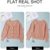 imageAstylish Women Long Sleeve Open Front Knit Button Down Cardigan SweatersZ Pink