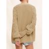 imageAstylish Womens Open Front Cardigan Hollow Out Crochet Long Sleeve Knit Sweater CoatBeige