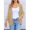 imageAstylish Womens Open Front Cardigan Hollow Out Crochet Long Sleeve Knit Sweater CoatBeige