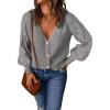 imageAstylish Women Long Sleeve Open Front Knit Button Down Cardigan SweatersGray