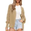 imageAstylish Womens Open Front Cardigan Hollow Out Crochet Long Sleeve Knit Sweater CoatBeige