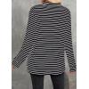 imageAstylish Womens Casual Blouses Button Down Business Work Tops Long Sleeve V Neck Striped Shirts 2025 Fall OutfitsBlack