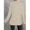 imageAstylish Womens Casual Blouses Button Down Business Work Tops Long Sleeve V Neck Striped Shirts 2025 Fall OutfitsBrown