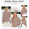 imageAstylish Womens Casual Blouses Button Down Business Work Tops Long Sleeve V Neck Striped Shirts 2025 Fall OutfitsChestnut