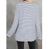 imageAstylish Womens Casual Blouses Button Down Business Work Tops Long Sleeve V Neck Striped Shirts 2025 Fall OutfitsNavy Blue
