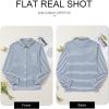 imageAstylish Womens Casual Blouses Button Down Business Work Tops Long Sleeve V Neck Striped Shirts 2025 Fall OutfitsNavy Blue