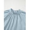 imageAstylish Ladies Sophisticated Top Relaxed High Collar Plain Shirt for AutumnBeau Blue