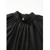 imageAstylish Ladies Sophisticated Top Relaxed High Collar Plain Shirt for AutumnBlack