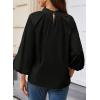 imageAstylish Ladies Sophisticated Top Relaxed High Collar Plain Shirt for AutumnBlack