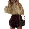 imageAstylish Ladies Sophisticated Top Relaxed High Collar Plain Shirt for AutumnLight French Beige