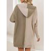 imageAstylish Women 2025 Fall Outfits Open Front Long Sleeve Hooded Knit Cardigan Sweaters Color Block Outwear CoatsDeep Khaki