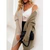 imageAstylish Women 2025 Fall Outfits Open Front Long Sleeve Hooded Knit Cardigan Sweaters Color Block Outwear CoatsDeep Khaki