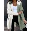 imageAstylish Women 2025 Fall Outfits Open Front Long Sleeve Hooded Knit Cardigan Sweaters Color Block Outwear CoatsGreen