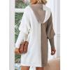 imageAstylish Women 2025 Fall Outfits Open Front Long Sleeve Hooded Knit Cardigan Sweaters Color Block Outwear CoatsKhaki