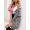 imageAstylish Women 2025 Fall Outfits Open Front Long Sleeve Hooded Knit Cardigan Sweaters Color Block Outwear CoatsPink